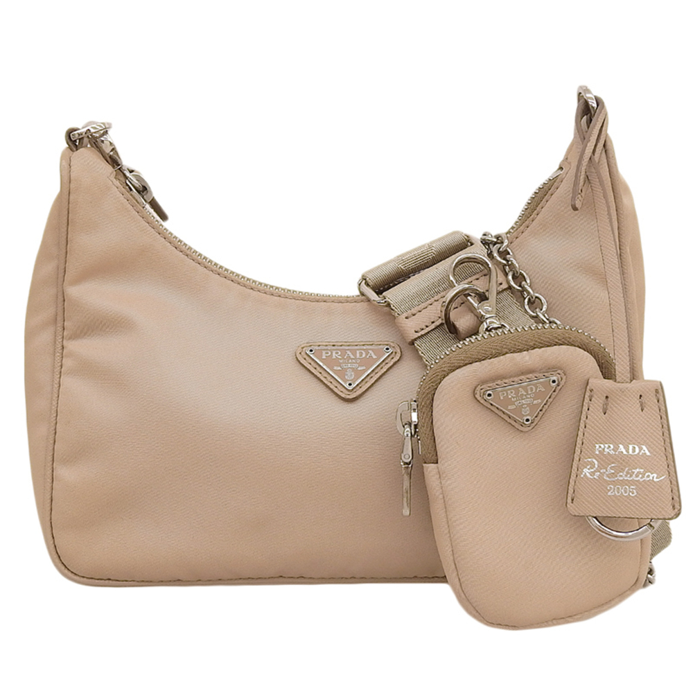 Prada Re Edition Bag Shoulder Handbag Leather Beige
